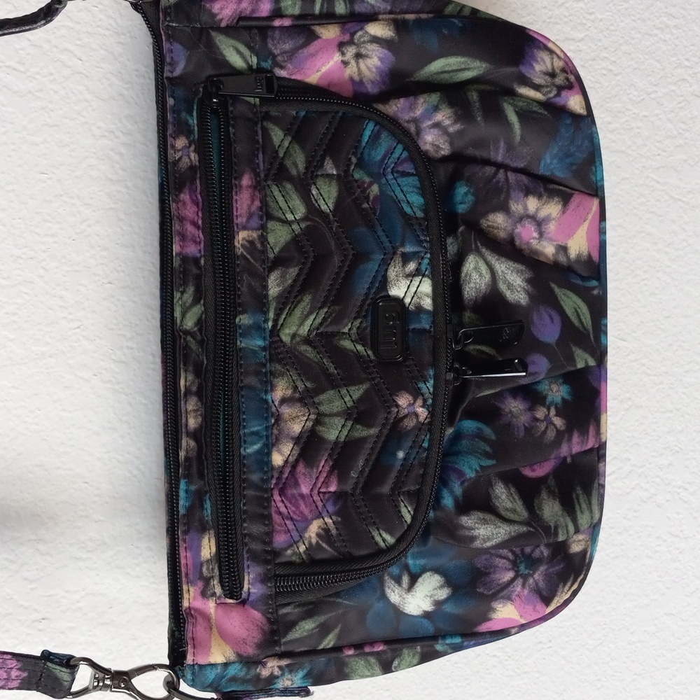 Lug the Mambo Black and Teal Floral Shoulder Bag